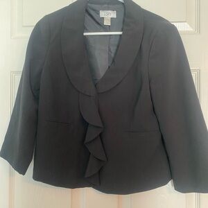 LOFT Women's Elegant Black Ruffle Jacket
